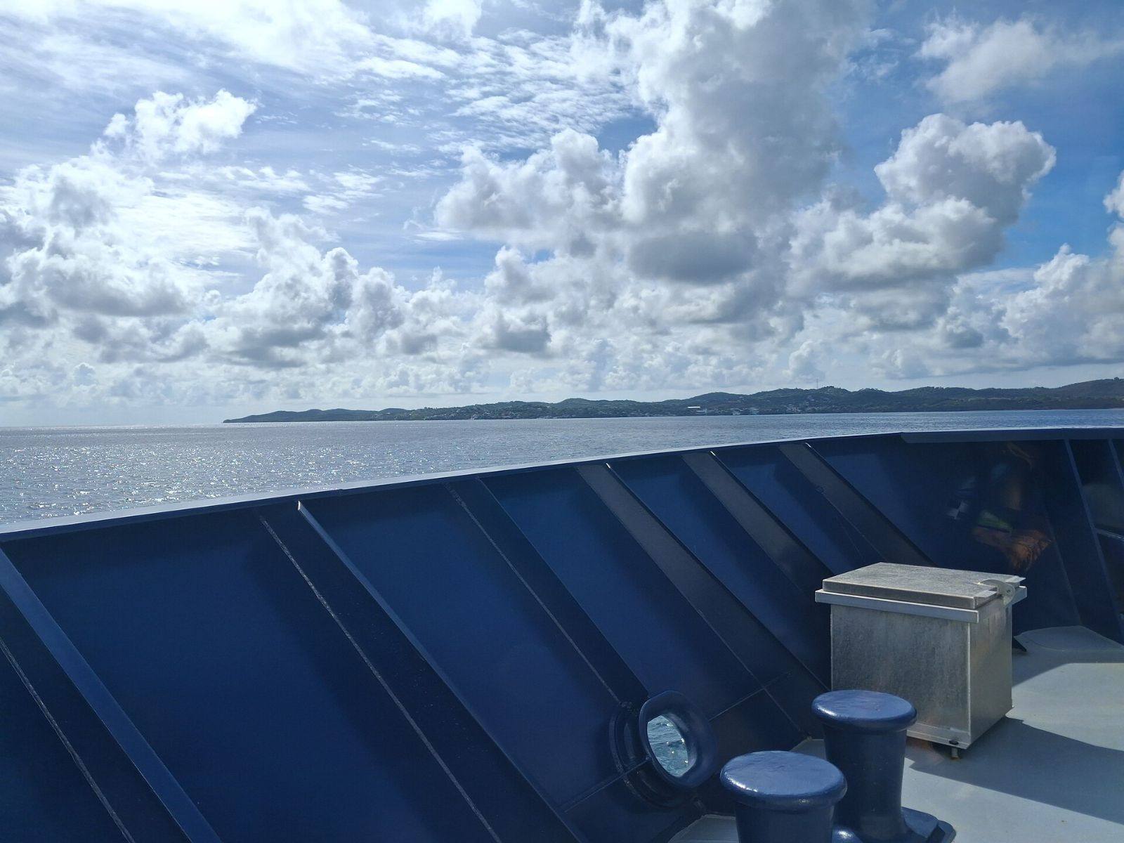 Looking back at the Fajardo coast from a boat