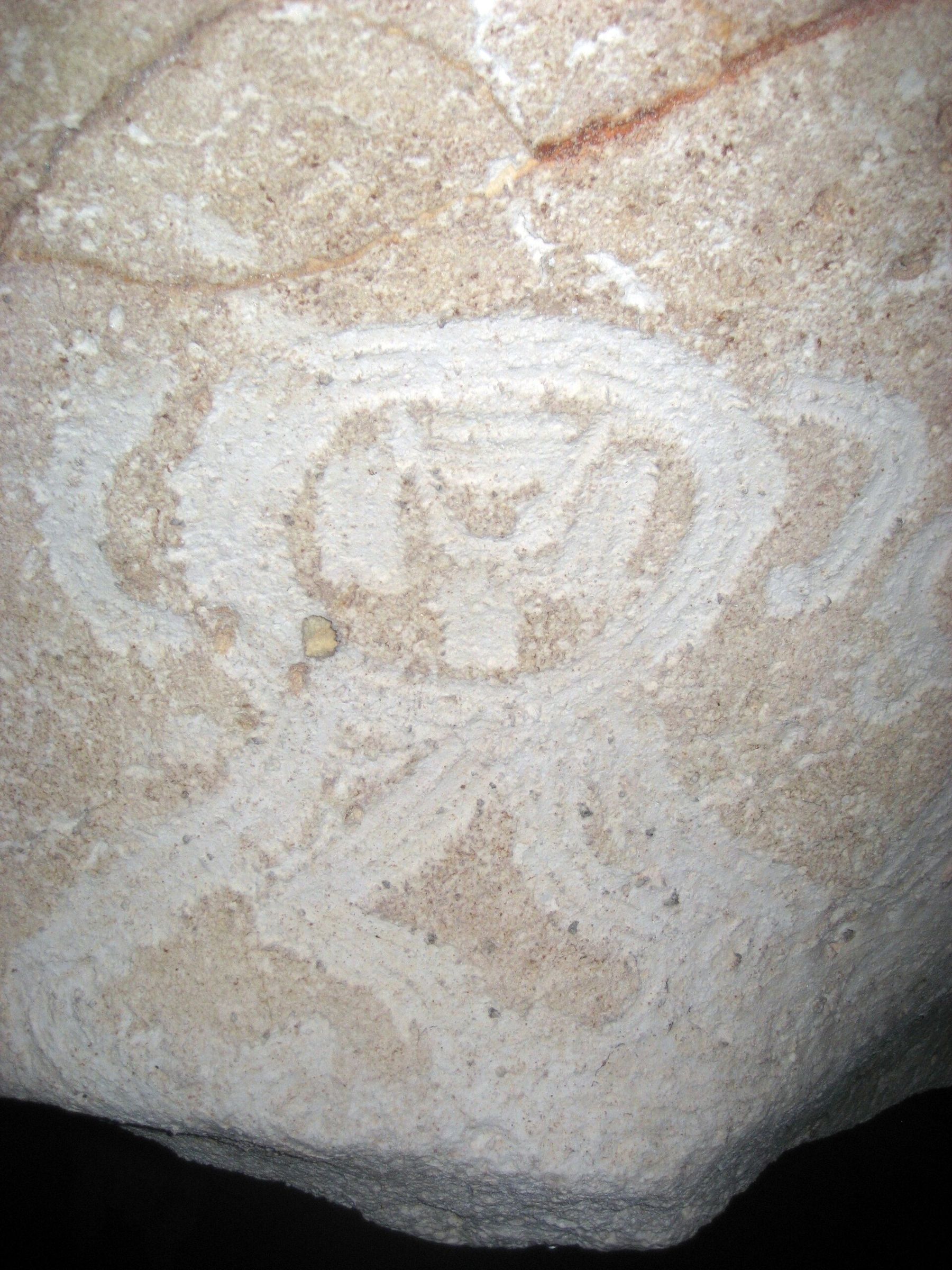 White Taíno pictograph on a cave wall on Mona Island